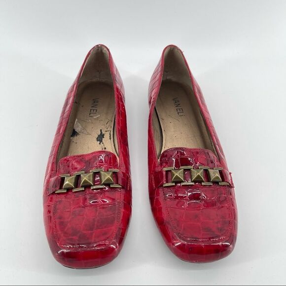 Vintage Vaneli Women’s Red Croco Textured Patent Leather Loafers Size 8.5M - Picture 3 of 16